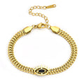 Adjustable Unisex Stainless Steel Black Diamond Fashion Eye Chain Stainless Steel Bracelet Necklace Earrings Bracelet Jewelry