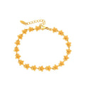 Fashion Brass Alloy 24k Gold Color Flower Charm Chain Bracelet Jewelry for Women