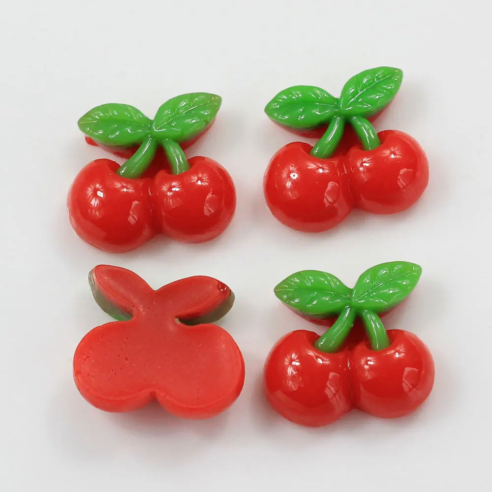 Cute Mini Cherry Shaped Flatback Resins Girls Hair Accessories Kawaii Charms Handmade Craft Decorative Cabochon