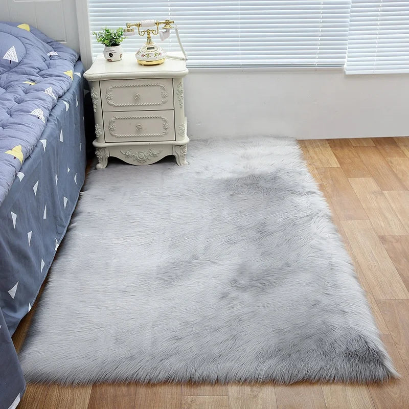 Cheap Faux Fur Plush Flat Weave Machine Made Cushioned Non-Slip Shaggy Flokati Reversible Stain Resistant PET Friendly Rug