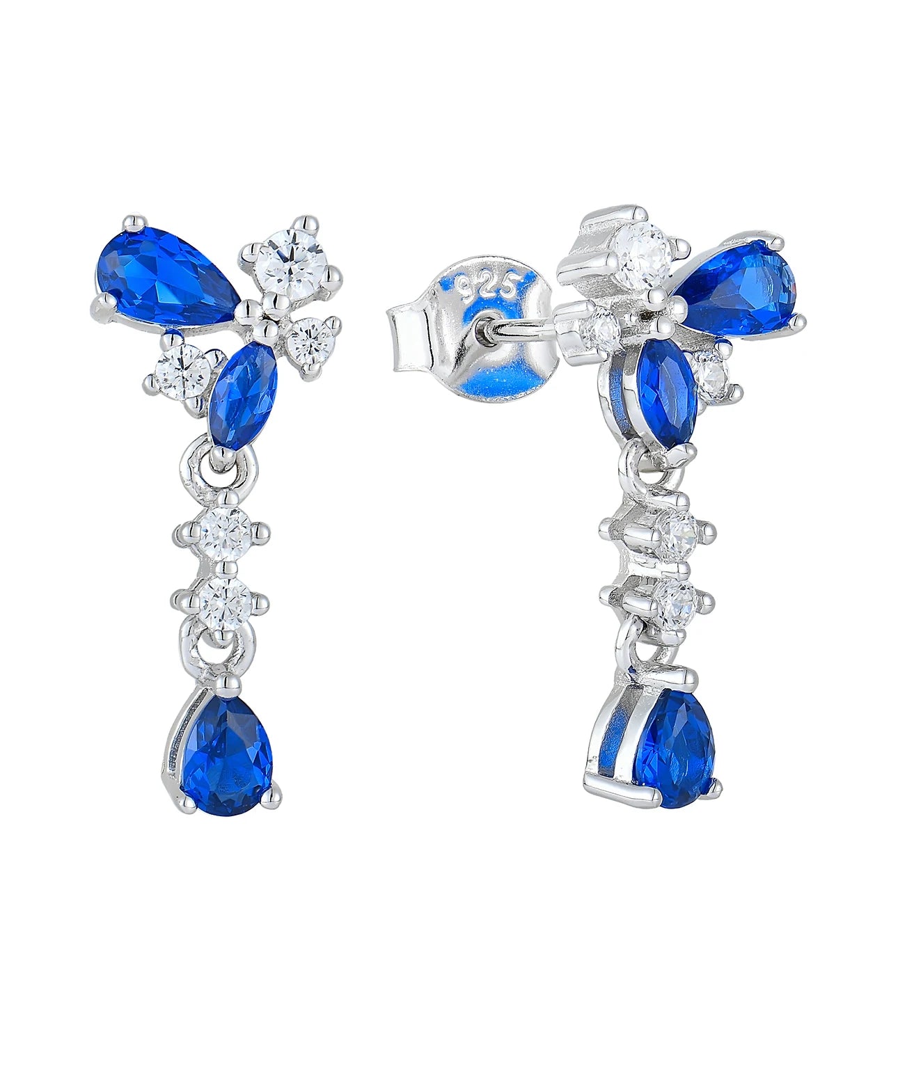 QX Custom OEM Own Designer Fine Jewelry Luxury Women Cubic Zirconia 925 Sterling Silver Long Drop Earrings