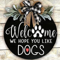 Nefeeko 16 Inch Contemporary Rope Welcome Sign Front Door Hanger Wreath Wood Round Scenic Pattern Art Outdoor Home Decoration