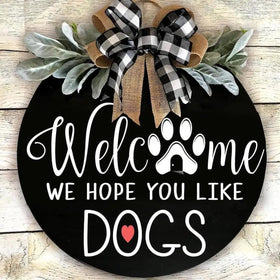 Nefeeko 16 Inch Contemporary Rope Welcome Sign Front Door Hanger Wreath Wood Round Scenic Pattern Art Outdoor Home Decoration