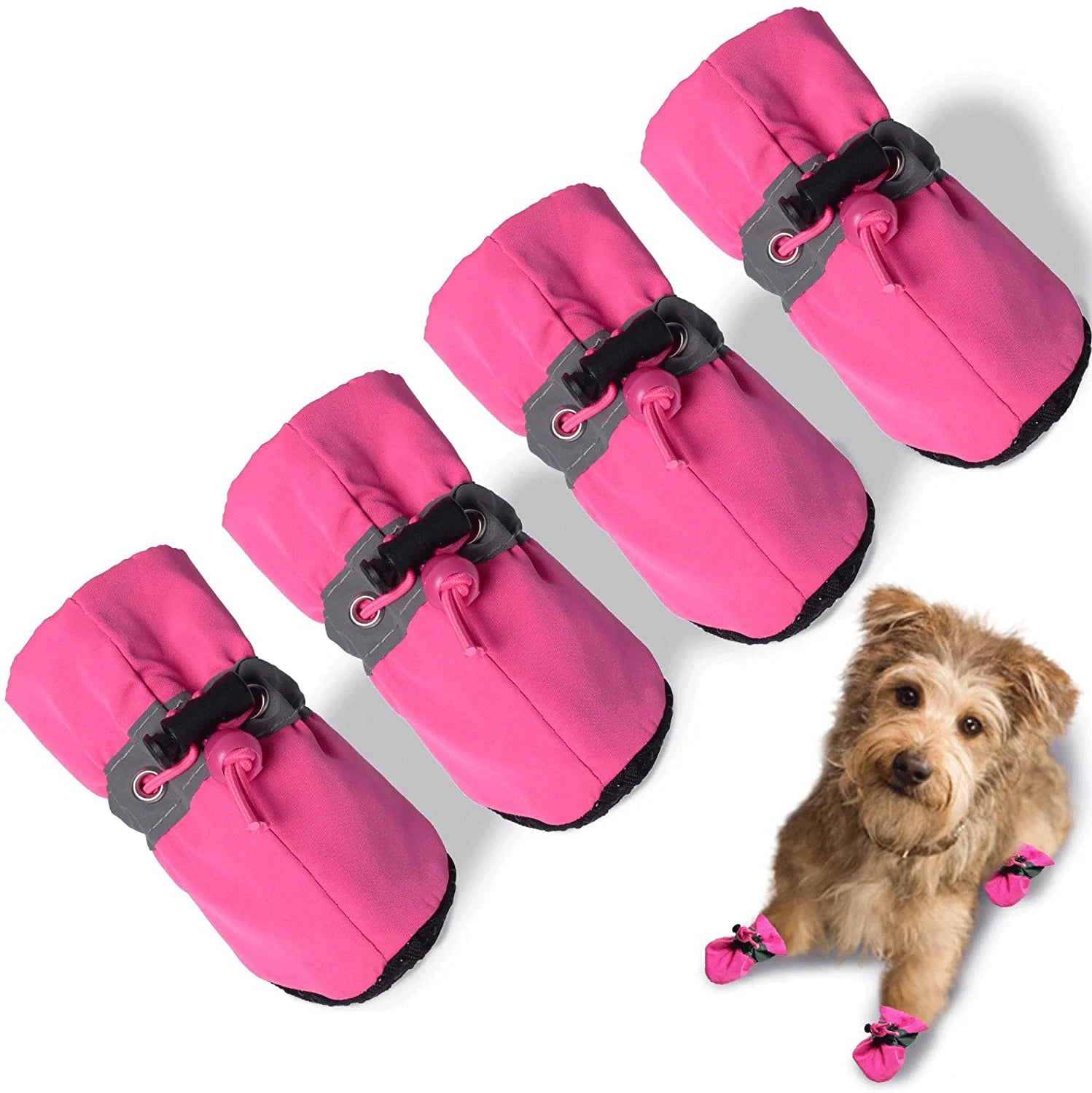 Waterproof Pet Dog Shoes Anti-slip Soft Sole Rain Boots Breathable Reflective Strap Pet Booties Rain Boots Waterproof Dog Shoes