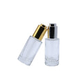 Luxury Push Button Serum Bottle  30ml 1oz Empty Flat Shoulder Glass Dropper Bottle for Skincare & Facial Oil