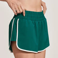 OEM Custom Logo Polyester Cotton Active Shorts Contrast Workout Running Elastic Waist Oversize Sports Athletic Shorts for Women