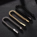 Fashion High Quality Mens 18K PVD Gold or Silver or Black Plated Stainless Steel Byzantine Jewelry Chain Bracelet for Party Gift