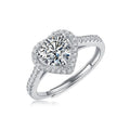 1CT S925 Sterling Silver Ring New Moissanite Lab Grown Diamond Heart Classic Fashion Wedding Jewelry