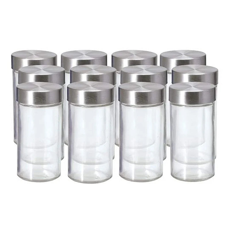 3oz Small Glass Spice Jars Spice Containers Bottles Shaker Lids Airtight Metal Caps Mini Jars With Stainless Steel Lid
