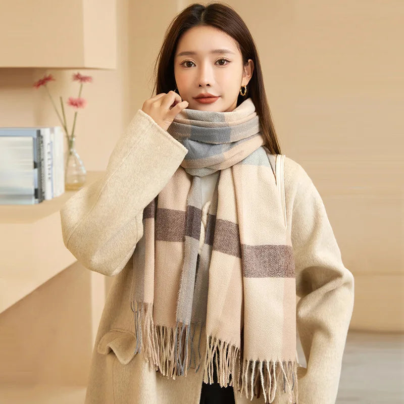 Winter Long Scarf Women Men Autumn Warm Cashmere Shawl Wraps Lady Fashion Tassel Scarves