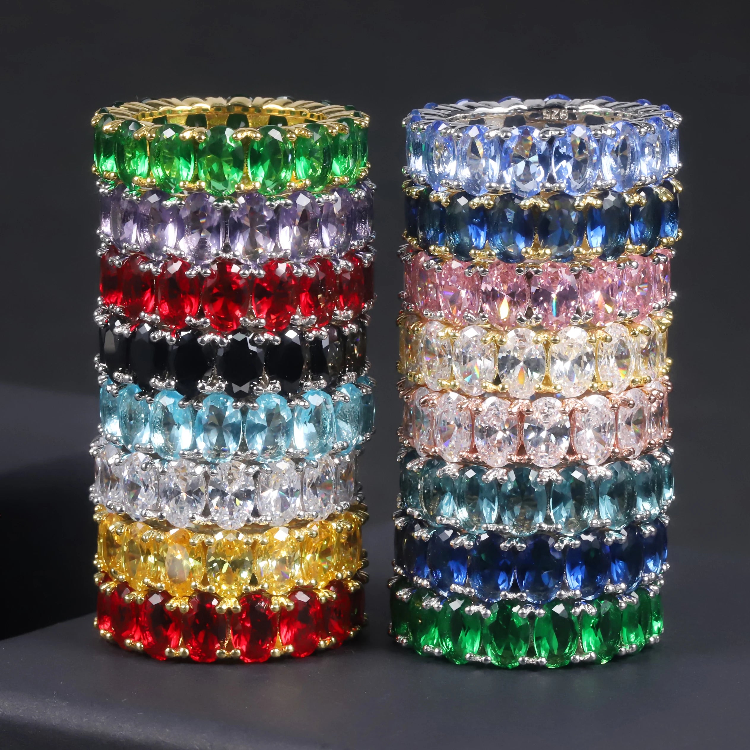 C7530 Abiding Jewelry Factory Wholesale Hip Hop 925 Sterling Silver CZ Diamond Gemstone Full Eternity Ring for Wedding