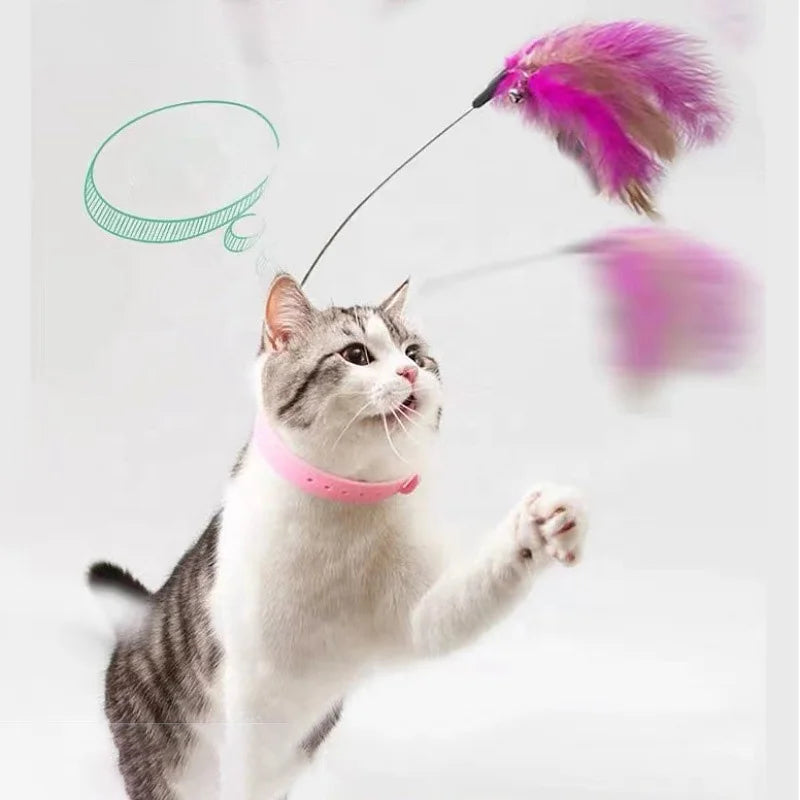 Custom Factory Direct Wholesale OEM Feather Collar Cat Teaser Toys Teasing Stick Interactive Cat Teaser Stick