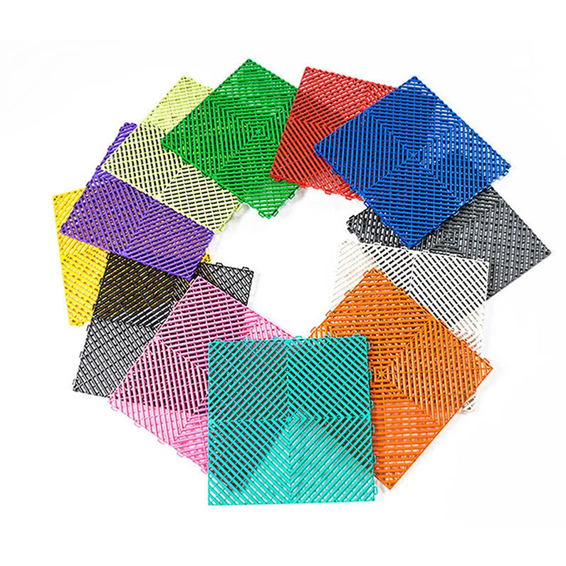 Wholesale 400*400*18mm Interlocking PP Garage Floor Tiles Anti-Slip Wear Resistant DIY Click-Lock Vinyl Flooring Vented Flooring