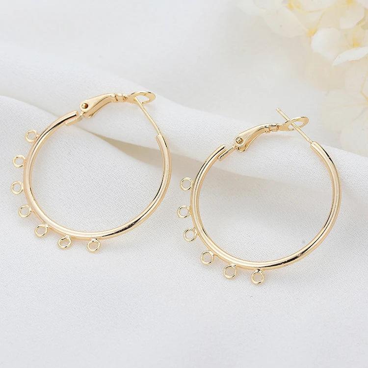 Wholesale 14K Gold Plated Round Hoop Earrings Fashion Diy Jewelry Earring Making Accessories Multi Circle Detachable Charms