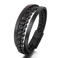 New Arrival Mens Leather Bracelet with Magnetic Clasp Multi-Layer Braided Leather Mens Bracelet for Men