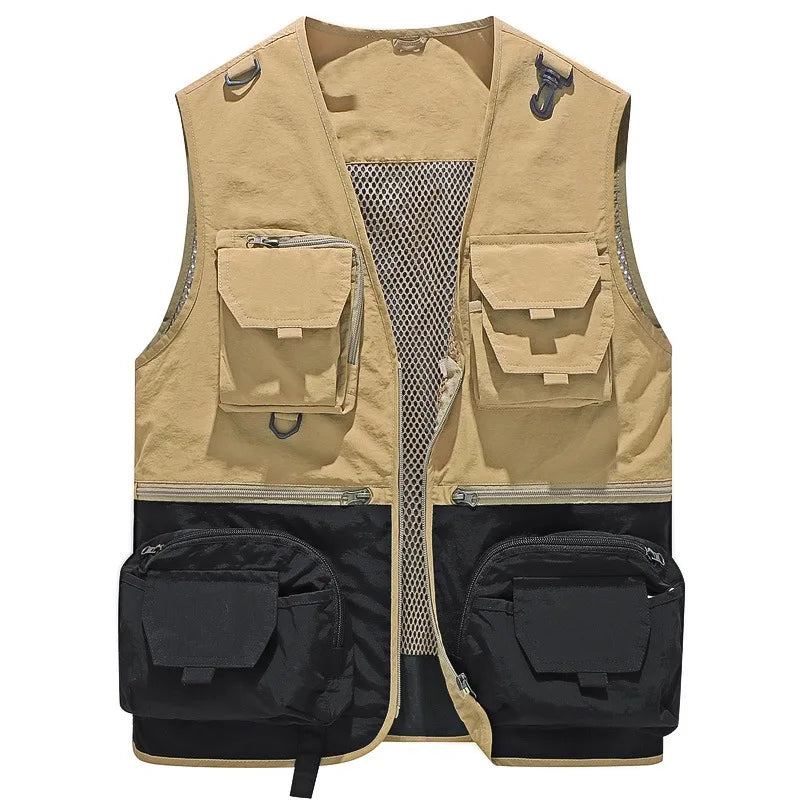 Multi Pockets Durable Fishing Waistcoat Sleeveless Outdoor Jackets Custom Golf Vest Photography Vest Mens Gilet