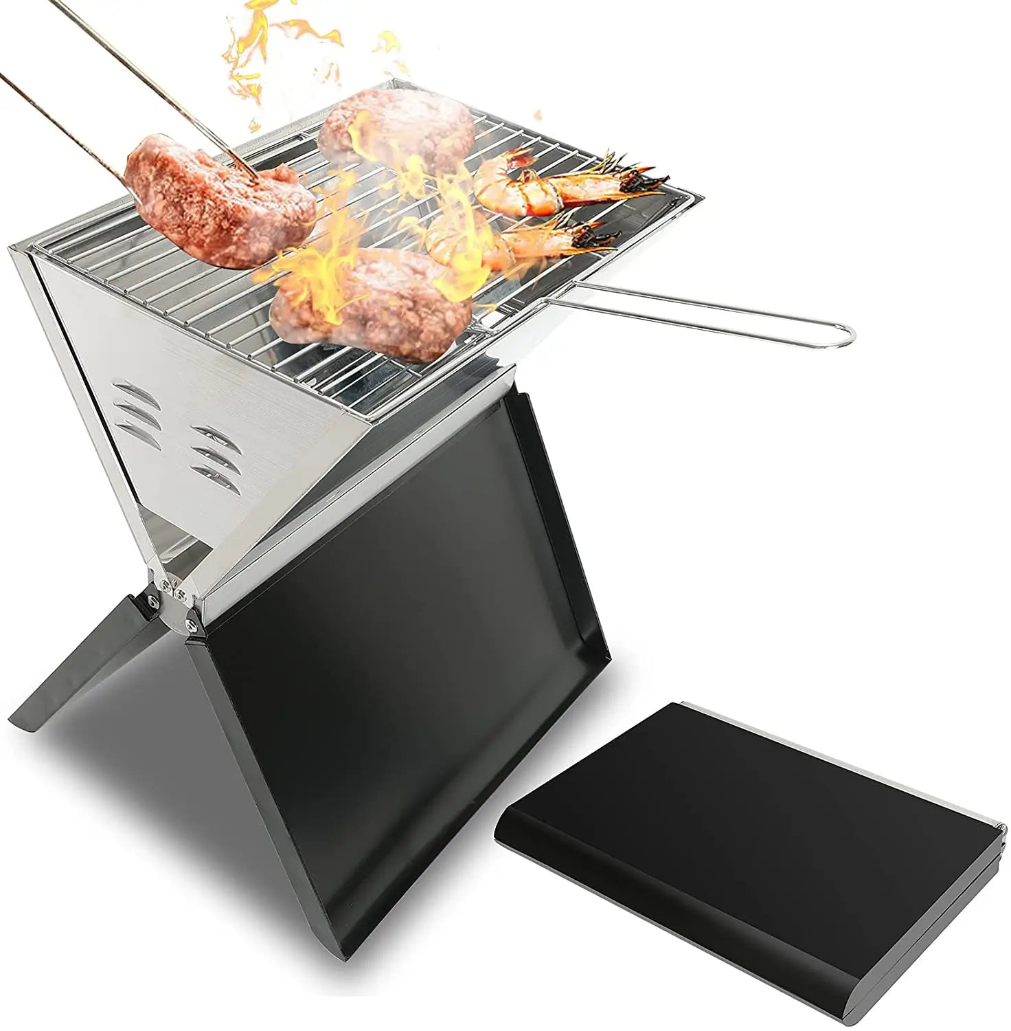 Stainless Steel Outdoor Portable Folding Barbecue Grill Bbq Charcoal Flip Folding Bbq Grills