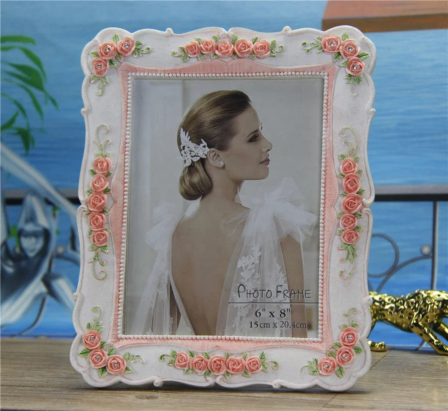 European White Pink Crystal Photo Frame Table Photo Wall Home Interior Decoration Ornaments