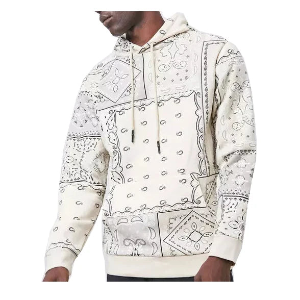 2022 Fashion Long Sleeve Bandana Fleece Pint Hoodies Plus Size Men's Streetwear Tracksuit Hoodie for Man