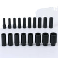18-Piece Industrial Grade Deep Impact Sockets with 1/2 in Drive and 6 Points for Auto Repair