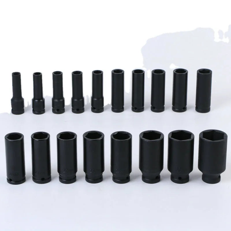 18-Piece Industrial Grade Deep Impact Sockets with 1/2 in Drive and 6 Points for Auto Repair