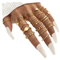 Punk Metal Geometric Ring for Women 2023 Girls Vintage Heart Pearl Ring Set Simple Snake Joint Ring Fashion Jewelry Accessories