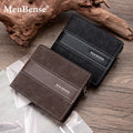 Men's Multi Card Wallet Functional Short Zipper Leather Trifold Wallets  RFID Blocking Pu Leather Card Wallet Purse for Man