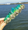 HZ Hot Item Natural Natural Crystal Blue Green Crown Headband Bridal Headdress Party Moon Tree Branch Headband Hair Comb