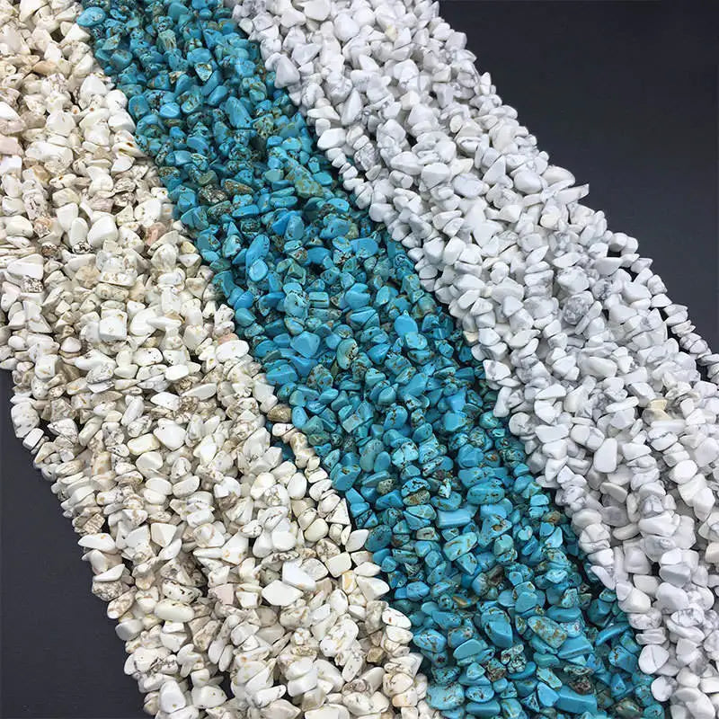 Natural Stone Beads Blue Howlite White Irregular Beads for Jewelry Making Diy Necklace