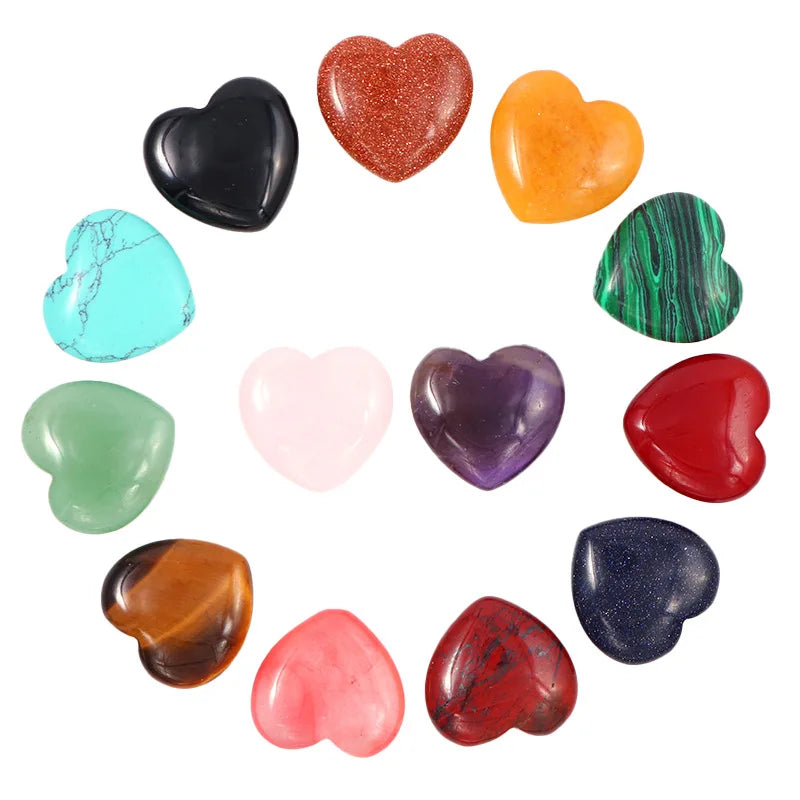 Natural Stone Crystal Agate Rose Quartz Heart Shape Ornaments Gemstone Handicraft Decorative Accessory