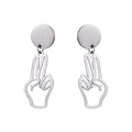 Luxury Stainless Steel Jewelry Trendy Hand Victory Yeah Earrings Stud Finger Earrings for Girls and Women