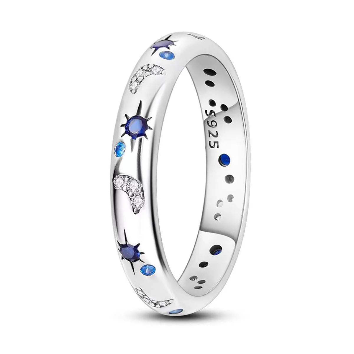 Classic Eternity Star Wedding Ring 925 Sterling Silver Rhodium White Gold Plated Stackable Band Engagement Jewelry Set