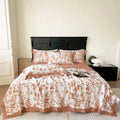 Summer 100% Lyocell Fiber pink Printing Bedding Set Queen Size Flower Flat Bed Sheets Quilt Sets Supplier