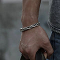 Neutral Silver Plated Twisted Woven Bracelet Punk Jewelry Unique Wristband Bracelet Open Cuff Knot Bangle Bracelet for Men