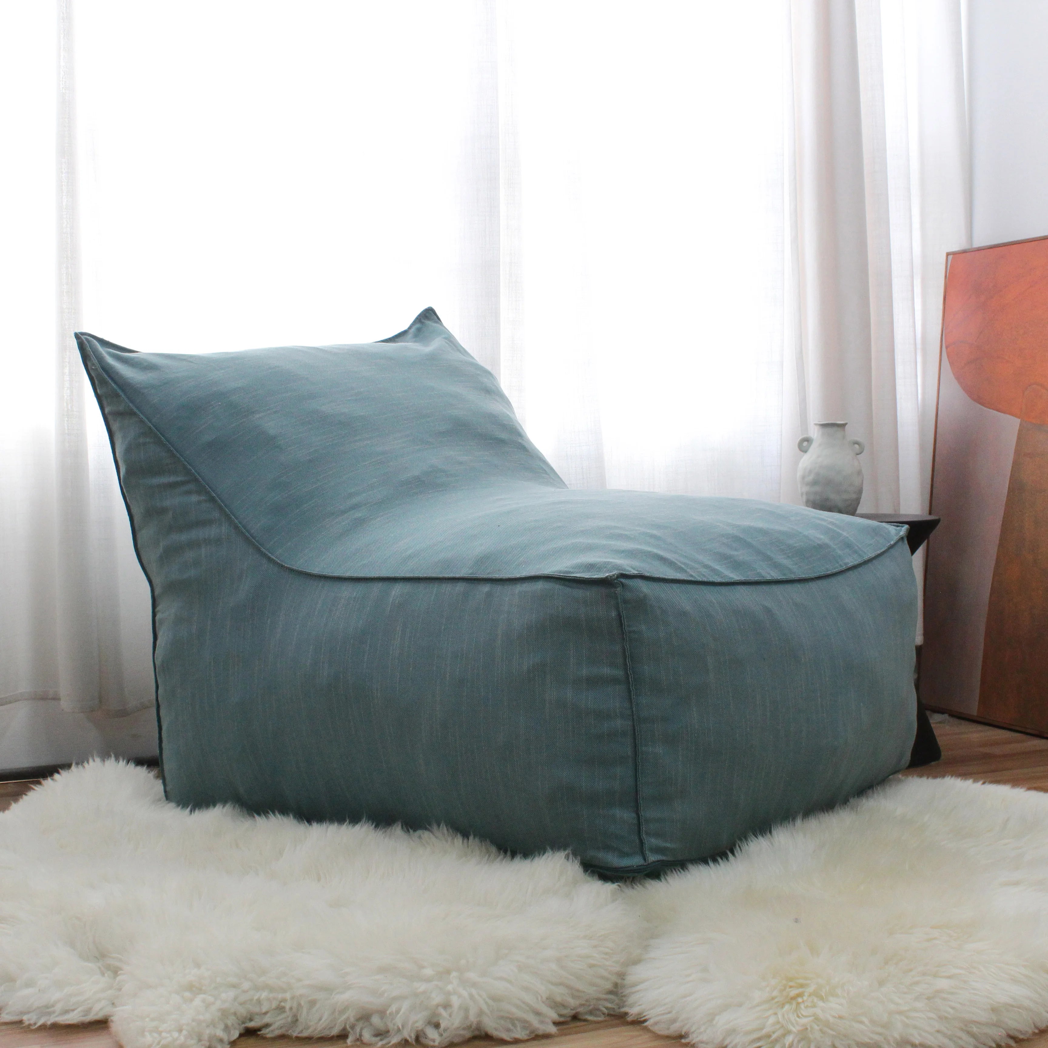 Luxury Crushed Foam Lazy Sofa Custom Color Bedroom Sofa Lounge Extra Large Size Bean Bag Lazy Sofa