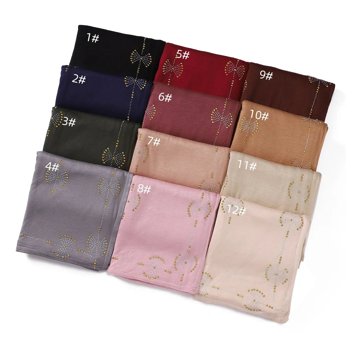 Ready to Ship Breathable Elastic Plain Jersey Scarf Dubai Fashion Diamond Beaded Mercerized Cotton Rhinestone Jersey Hijabs