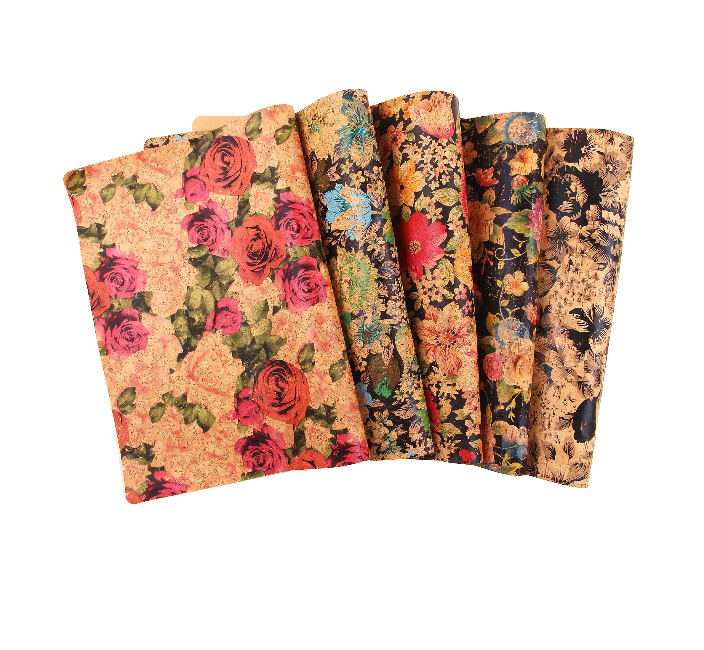 INFOCORK 45*30CM Portugal Cork Fabric - Naturalcork PU Leather Sheet with Rose Flower Film for DIY Drawer Mats | Wholesale