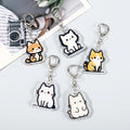 Creative Cute Cartoon Cat Squatting Keychain Pendant Little Black White Cat Keyring Acrylic Bag Pendant for Bag Accessory