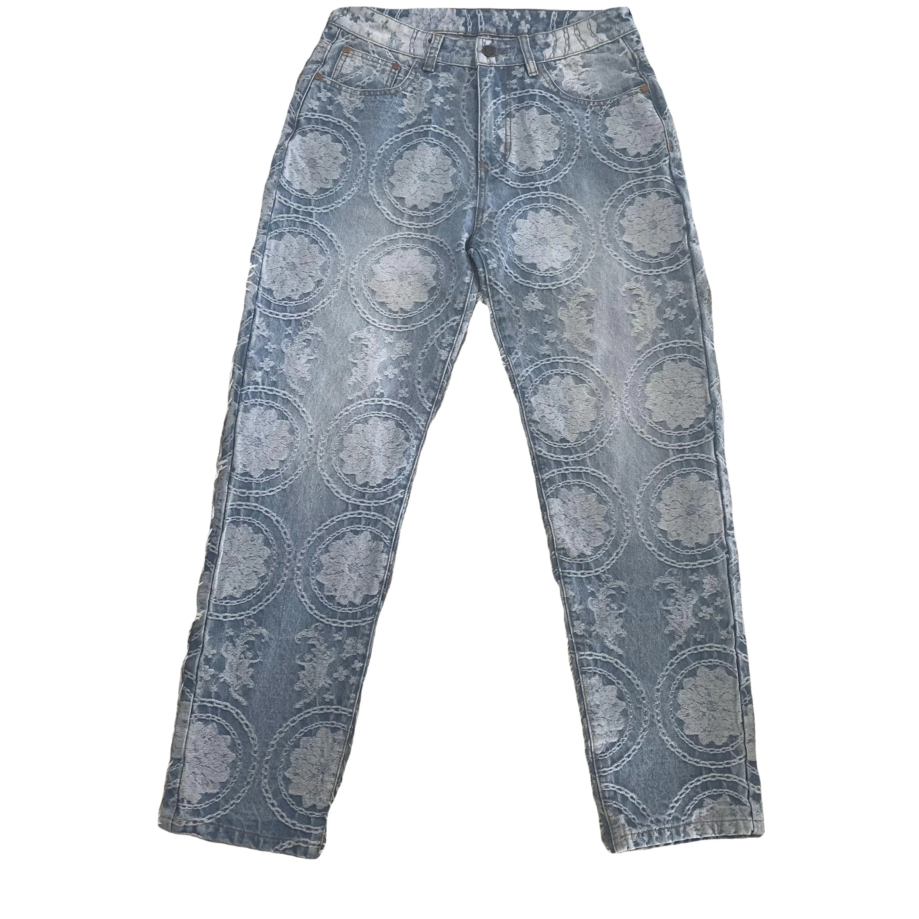 DENIMGUYS Men Street Style Casual Loose Full Jacquard Print Jacquard Denim Jeans