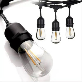 10m Waterproof Outdoor String Lights with S14 LED Bulbs E27 E26 Base Warm White Patio Festoon Lights for Garden Wedding Backyard