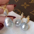 JW039  DIY Natural Real Freshwater Pearl Set Charm  Accessories 925 Sterling Silver  Gold Plated Jewelry Set for Women