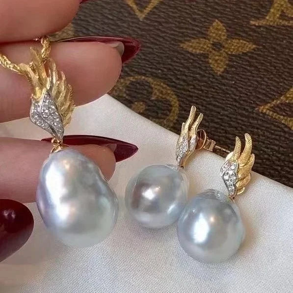 JW039  DIY Natural Real Freshwater Pearl Set Charm  Accessories 925 Sterling Silver  Gold Plated Jewelry Set for Women