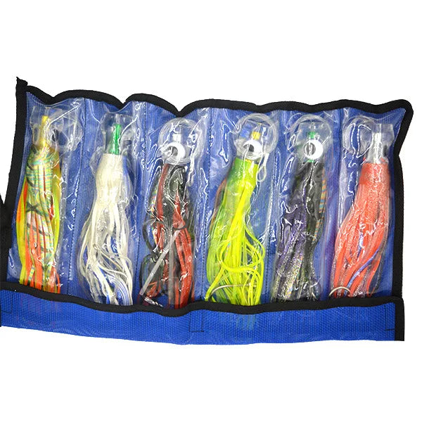 Rigged Trolling Lure Set 9 Inch Trolling Lures for Mahi Tuna Fish Squid Skirt Offshore with 100lb Leader Trolling Lure