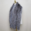 MWfur Winter Fashion Scarf Hand Knitted Full Fur Black Fox Fur Scarf for Men Women Silver Fox Fur Shawl