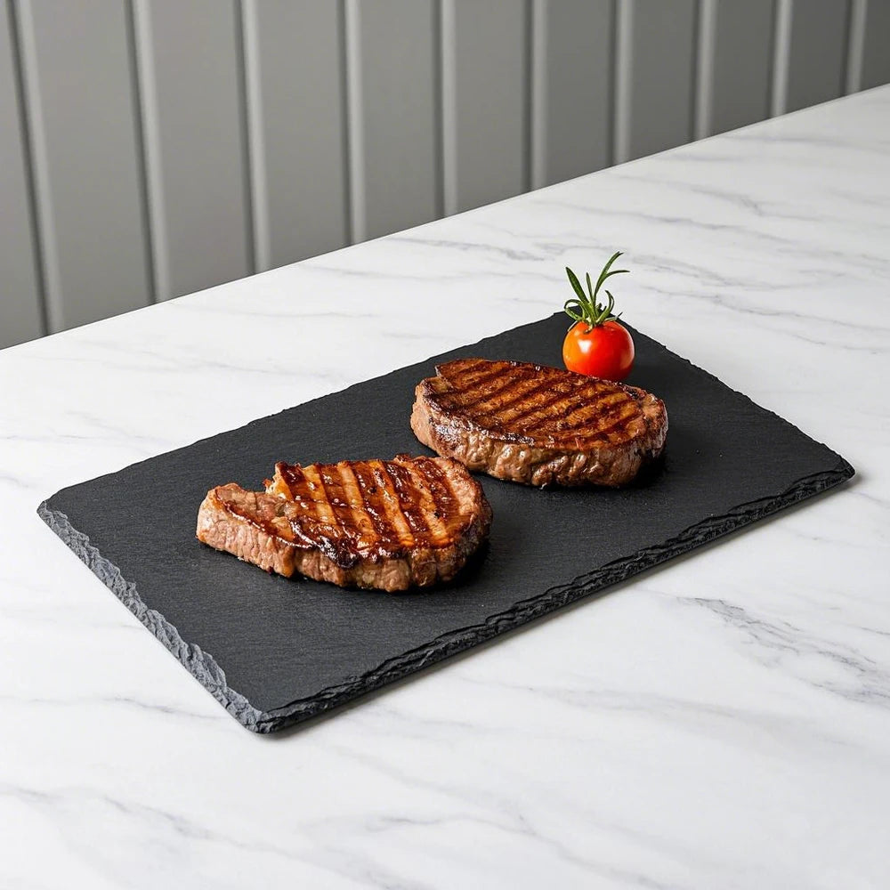 Wholesale Rectangle 20x40cm Natural Black Slate Food Serving Plate