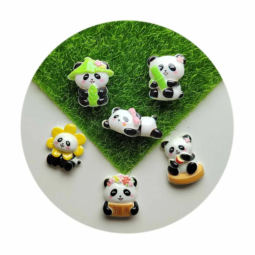 Decorative 100pcs Panda Animal Charms Flatback Stickers Jewelry Pendant Makings Resin Beads for Slime and Artistic Projects