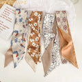 Sweet Flower Printed Long Ribbon Silk Satin Scarf Bag Tie Women Scarves Hairband Lady Neckerchief Ribbons