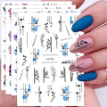 Spring Summer Flowers Nail Stickers Green Red Colorful Florals Self-adhesive Decals Manicure Decoration Sliders