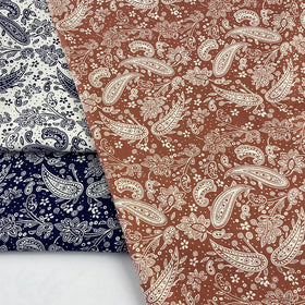Retro Paisley Poplin Reactive Printing 100% Cotton Woven Fabric for Women Dress Shirt