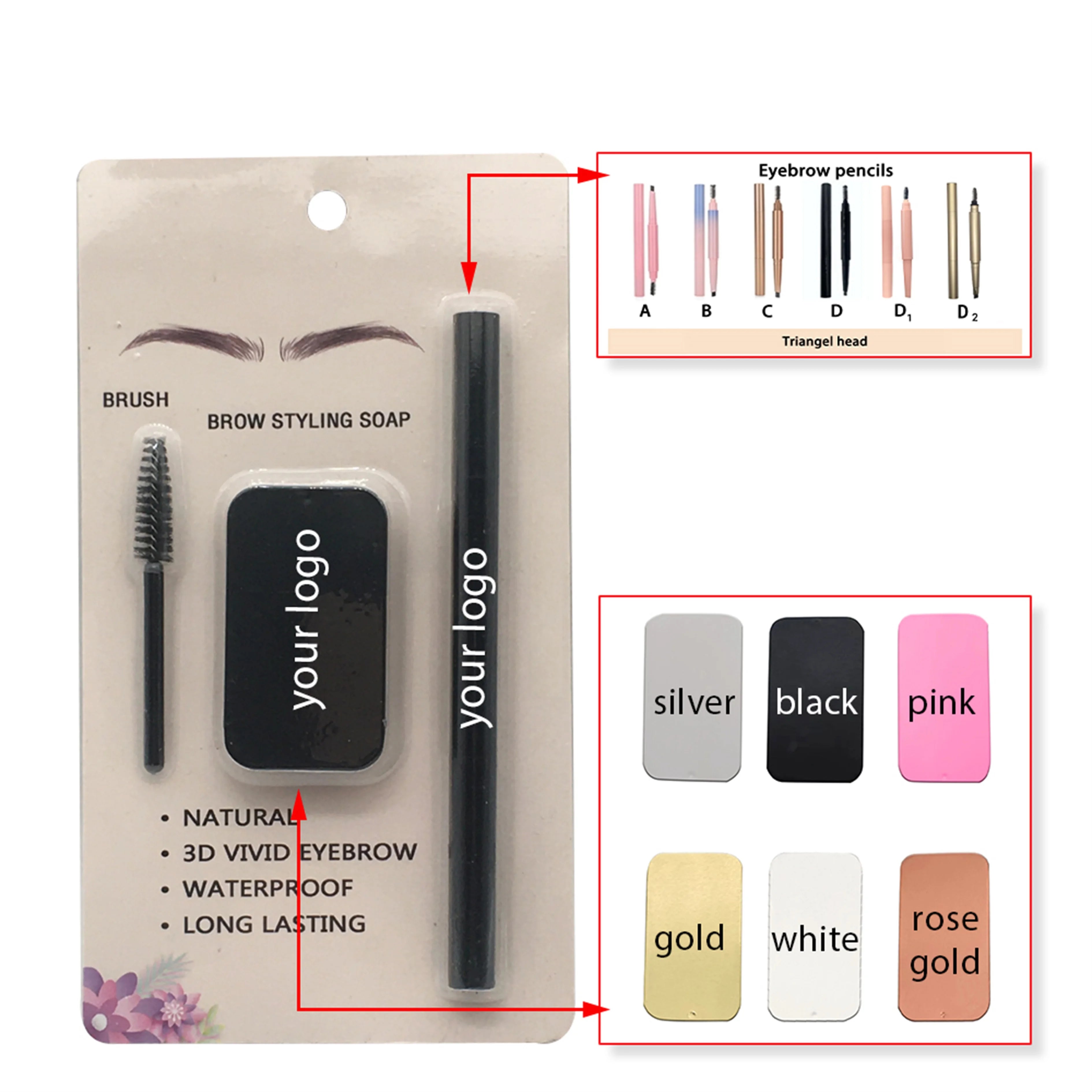 Your Logo Eyebrow Styling Kit Make Your Own Waterproof Eyebrow Pencil Cream with Mineral Ingredients